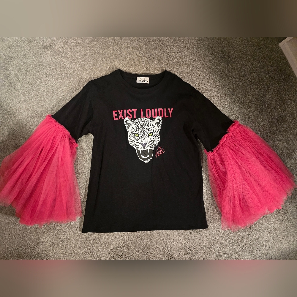 Kate Hewko Black and Pink Graphic Top